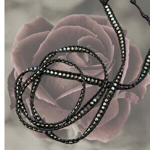 Brass Beads Leather Wrap Bracelet - 36" - Unisex-Boho- As New